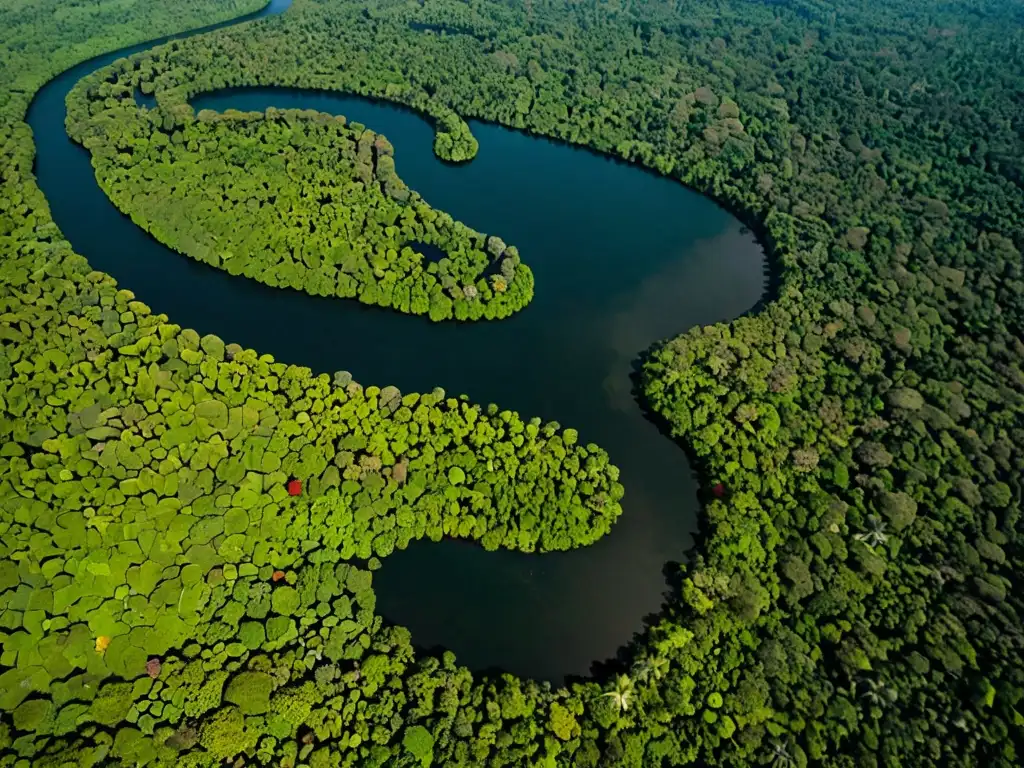 Vista aérea del exuberante y vibrante Amazonas con el Tratado Cooperación Amazónica impacto global en acción, resaltando la vitalidad del ecosistema