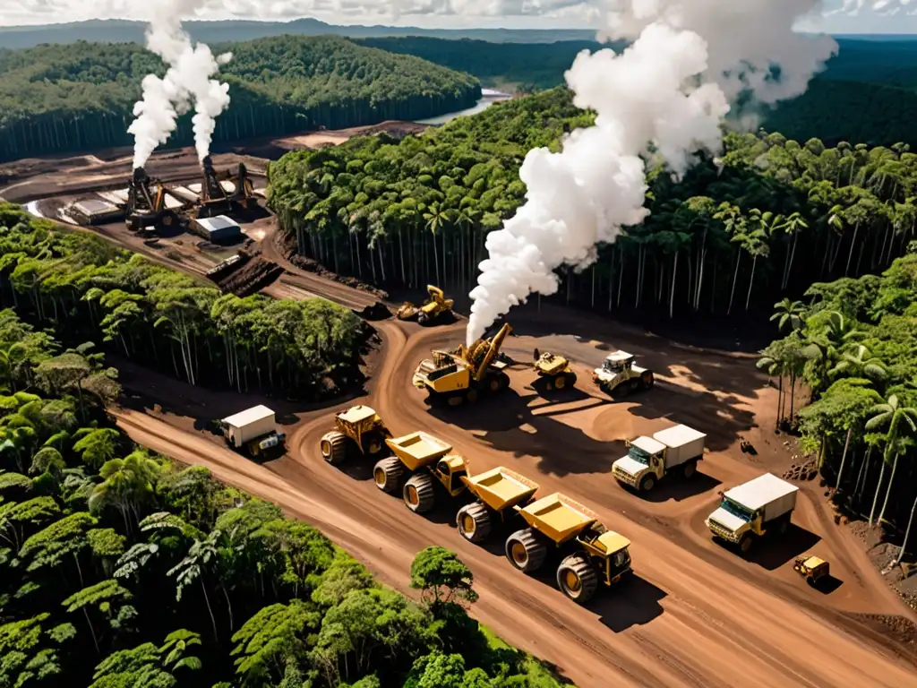 Vista aérea de impacto de industrias extractivas en territorios indígenas