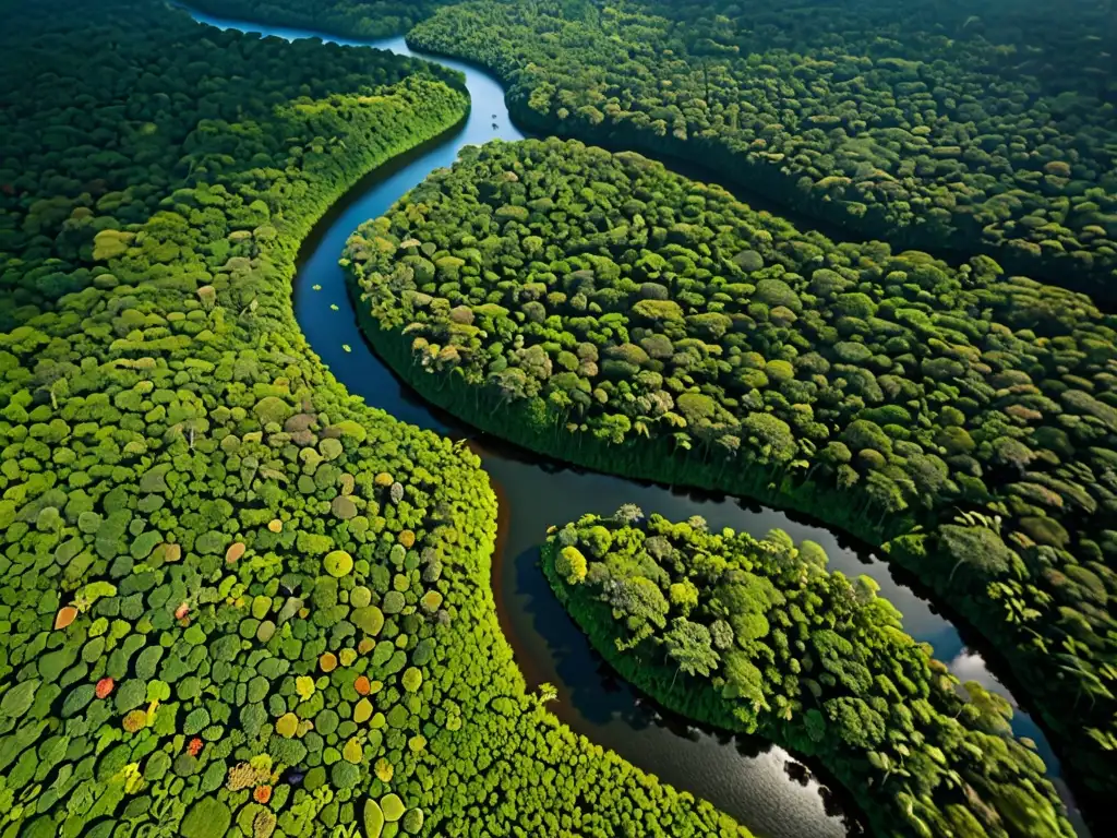 Vista aérea impresionante de un exuberante y vasto bosque lluvioso con diversa flora y fauna