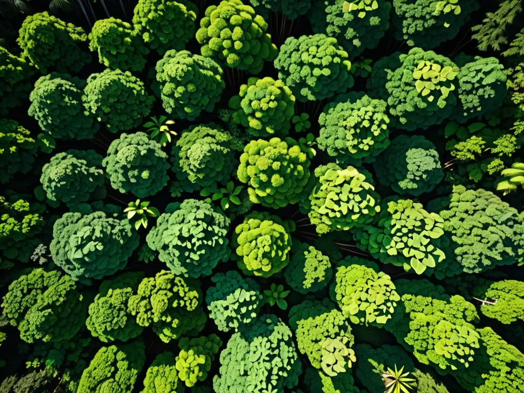 Vista aérea impresionante de un exuberante dosel de selva tropical, resaltando la importancia de la educación ambiental y la legislación en América