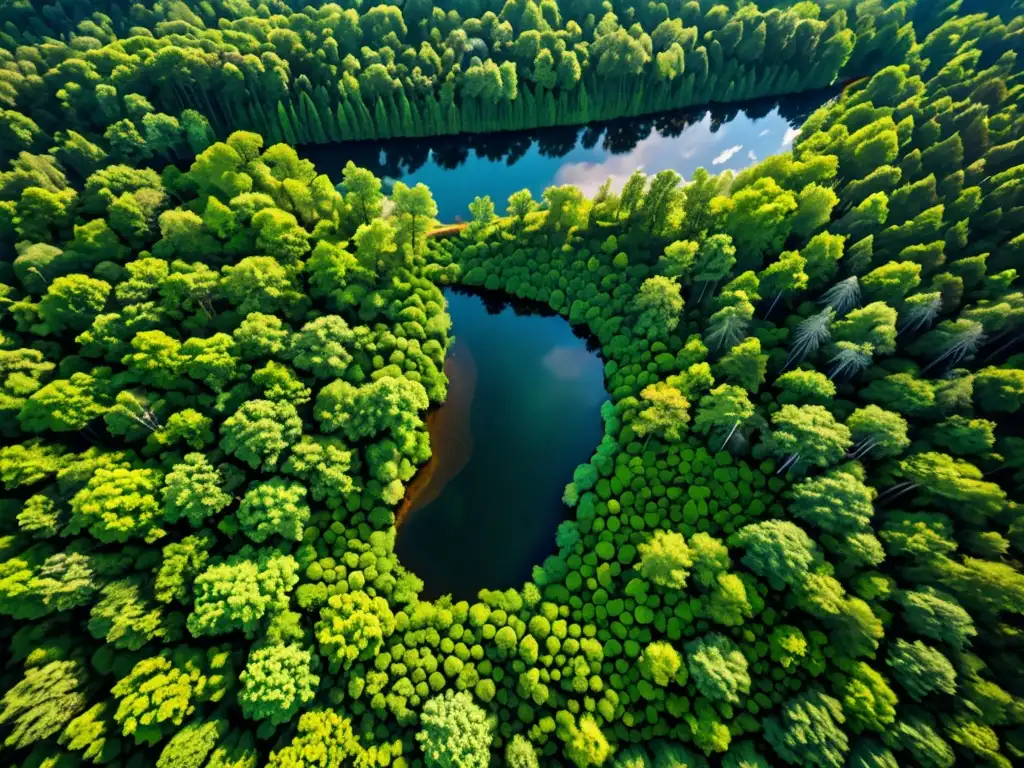 Una vista aérea impresionante de un exuberante bosque en el corazón de Europa