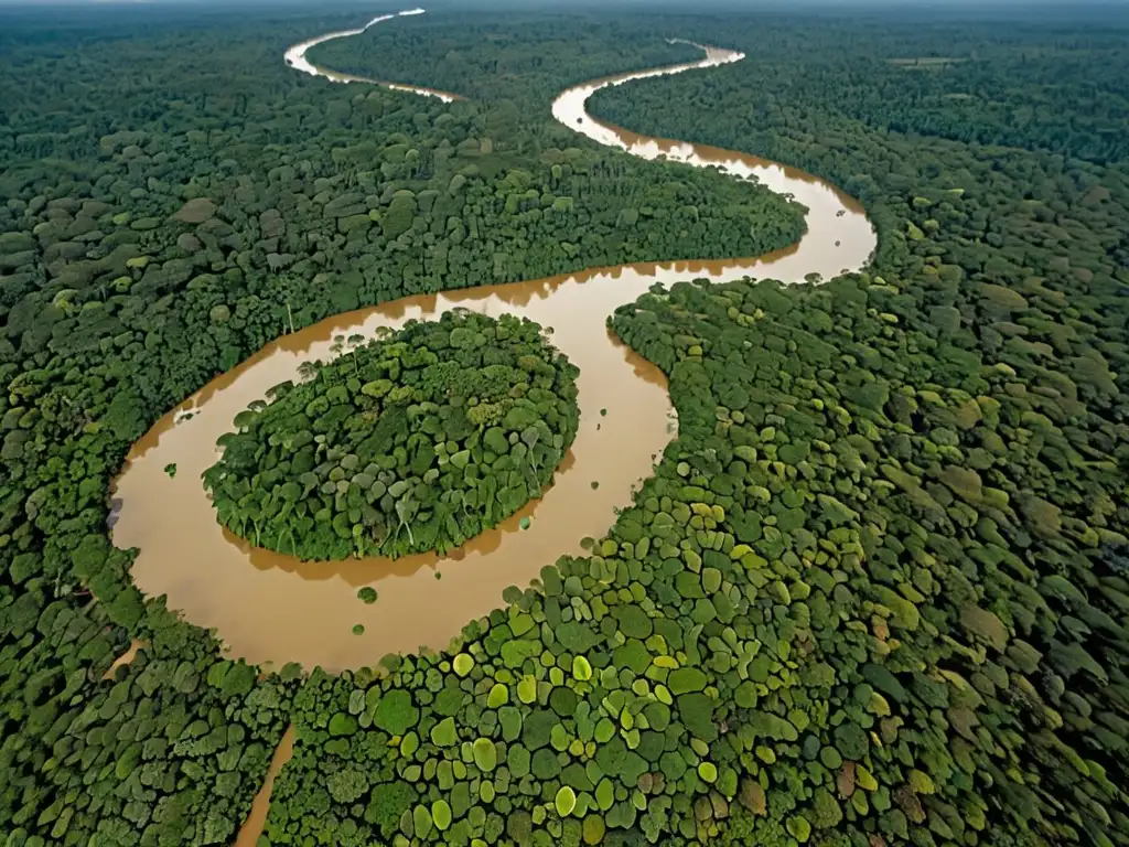 Vista aérea impresionante de la exuberante selva amazónica, resaltando la importancia de la Ley de Aguas en su conservación