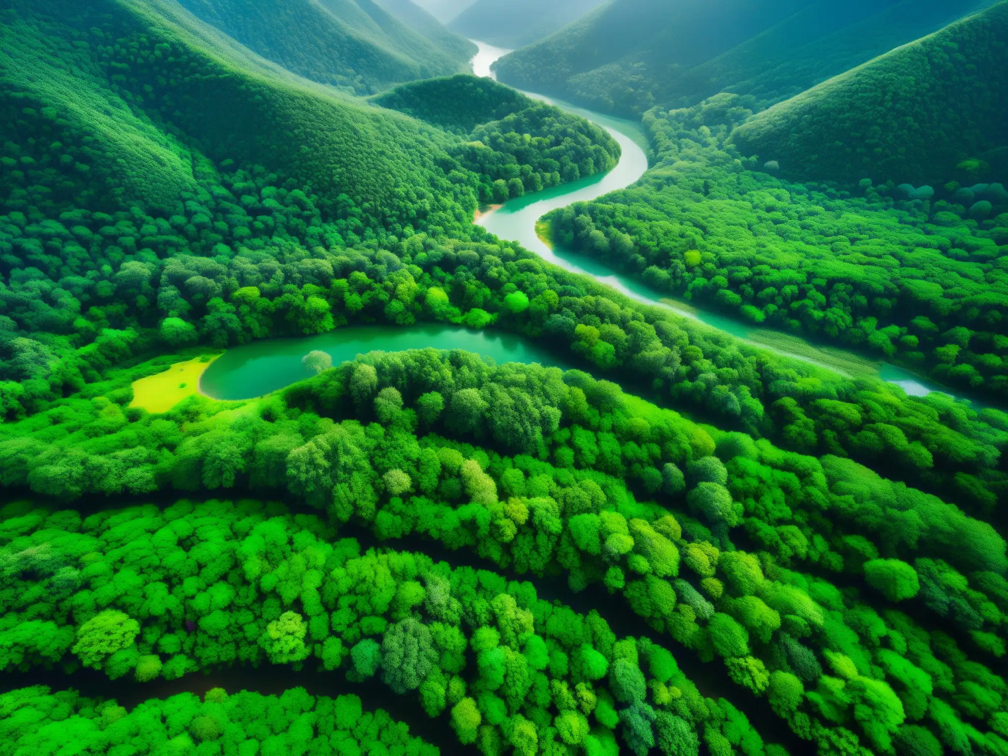 Una vista aérea impresionante de los exuberantes bosques de China, resaltando la biodiversidad