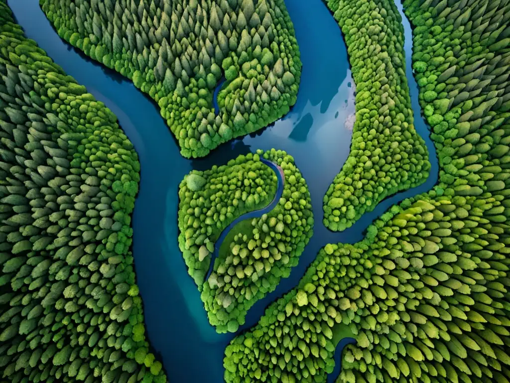 Vista aérea impresionante de un paisaje natural diverso y exuberante, resaltando la importancia de la protección del patrimonio natural global