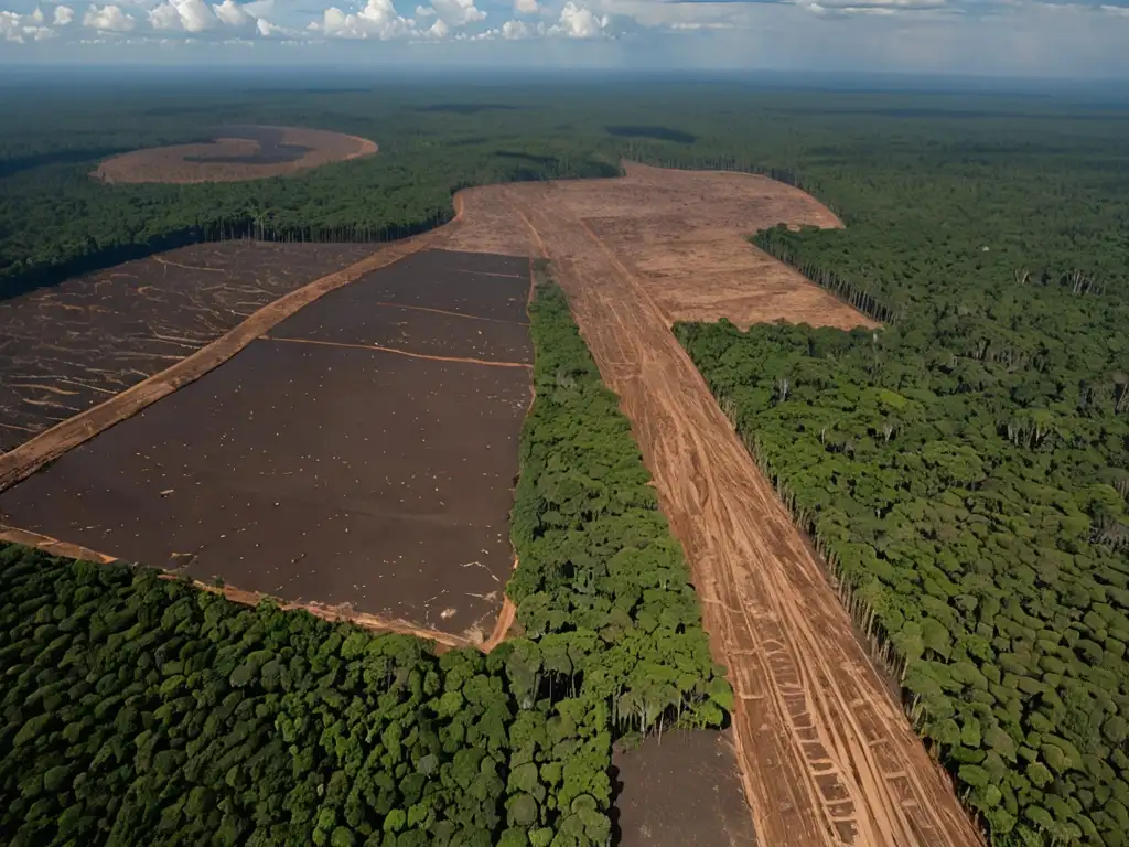 Vista aérea de la deforestación en la selva amazónica, resaltando los logros y retos del ACAAN ambiental