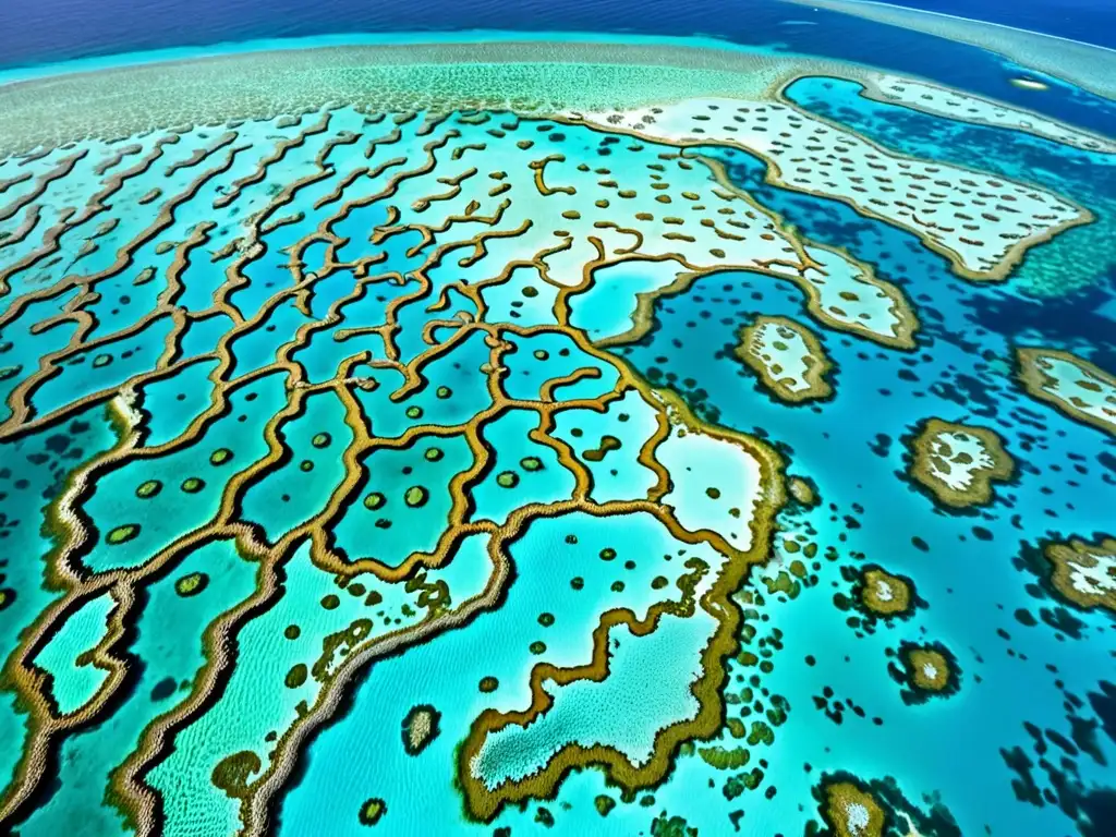 Vista aérea del vibrante y biodiverso Gran Arrecife de Coral en Australia, destacando las políticas ambientales clave Oceanía