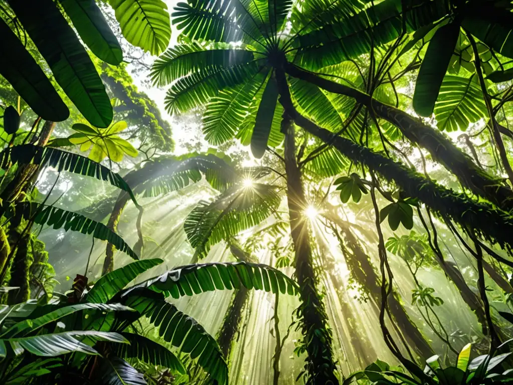 Vista cercana de un exuberante dosel de selva tropical, resaltando la biodiversidad y la importancia de la protección ambiental en el TPP