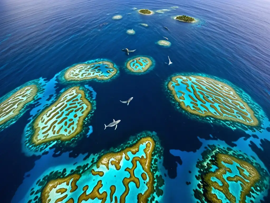 Una vista impresionante del vasto océano azul con coral y vida marina vibrante