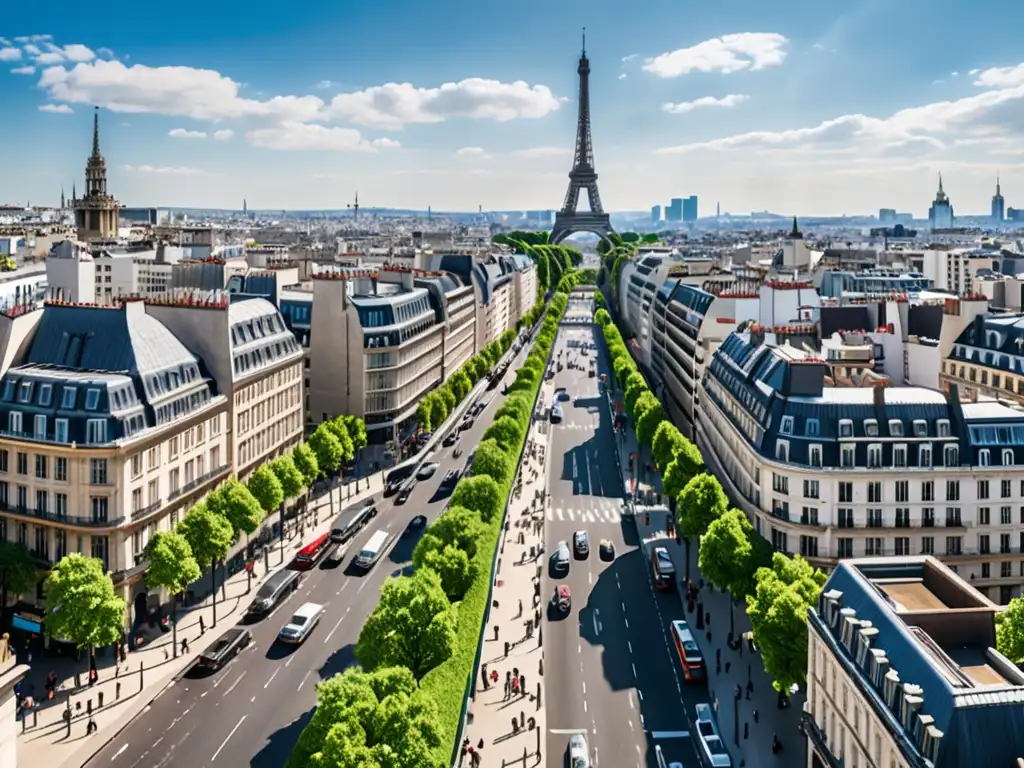 Espléndida vista urbana europea: aire limpio y desarrollo sostenible Vista panorámica de una ciudad europea con aire limpio y paisaje urbano moderno, gracias a la legislación ambiental europea calidad aire