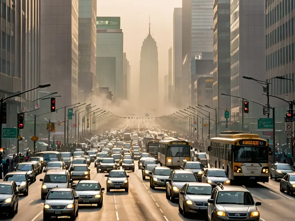 Vista panorámica de una ciudad con smog, mostrando la urgencia de la comparativa legislación calidad aire países