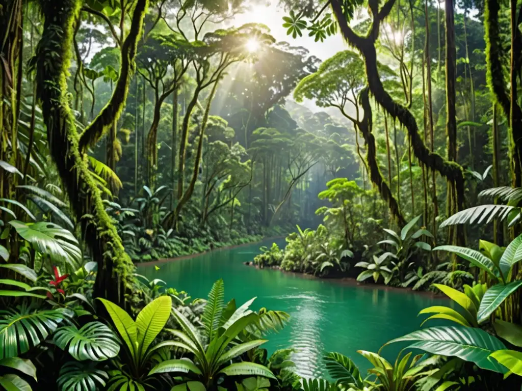 Vista panorámica de exuberante selva tropical, reflejando la biodiversidad y la efectividad de acuerdos ambientales para el desarrollo sostenible