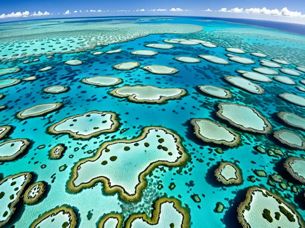 Vista panorámica del vibrante arrecife de coral en Australia, con aguas turquesas cristalinas y vida marina diversa